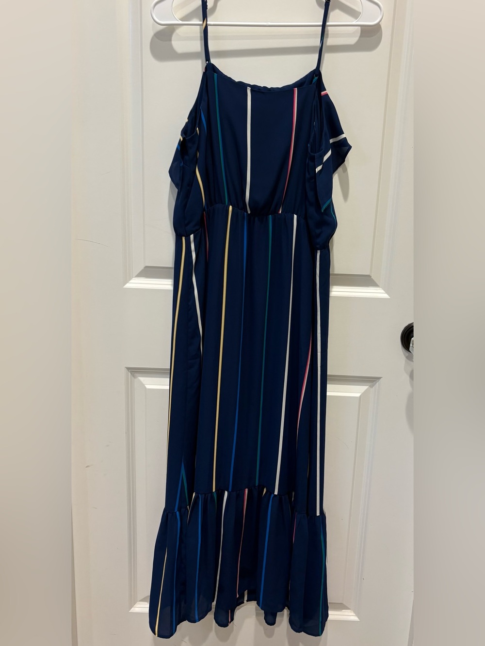 NWT Banana Republic Factory Navy Stripe Ruffle Dress Medium